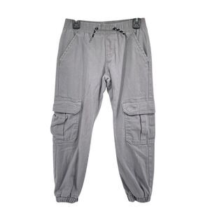 RGSTR Boys Gray Cotton Cargo Jogger Pants Size 8 Pull-On Drawstring Waist